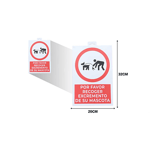LETRERO DE PVC ADHESIVO POR FAVOR RECOGER EXCREMENTO DE SU MASCOTA 20X32CM