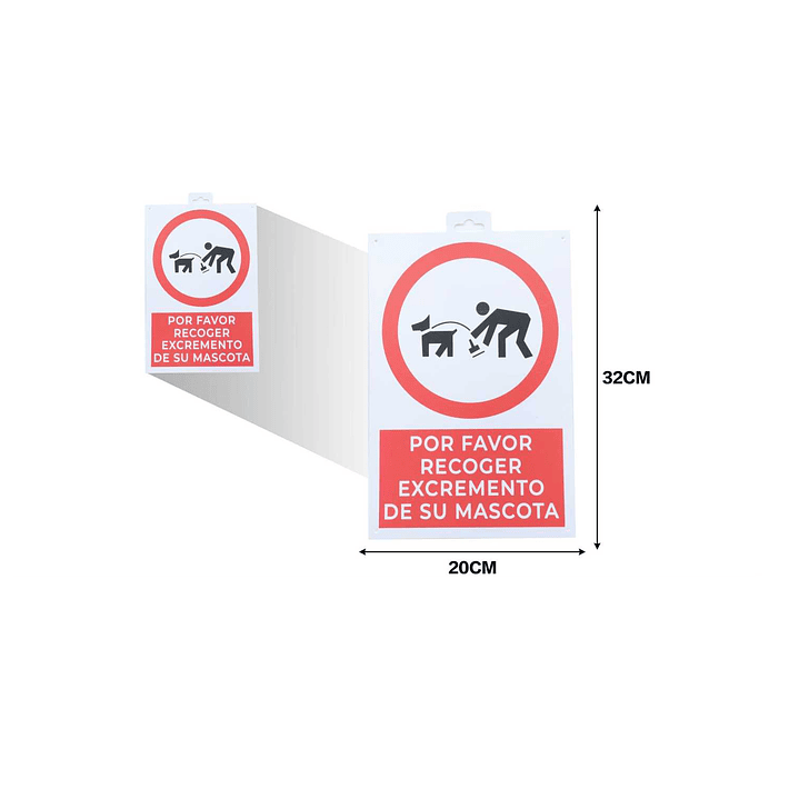 LETRERO DE PVC ADHESIVO POR FAVOR RECOGER EXCREMENTO DE SU MASCOTA 20X32CM 1
