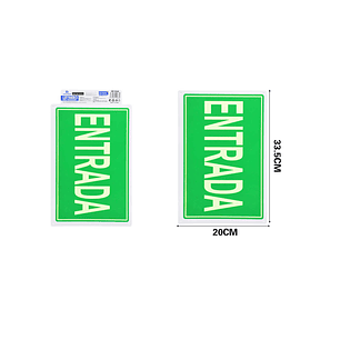 LETRERO DE PVC ADHESIVO ENTRADA 20X32CM