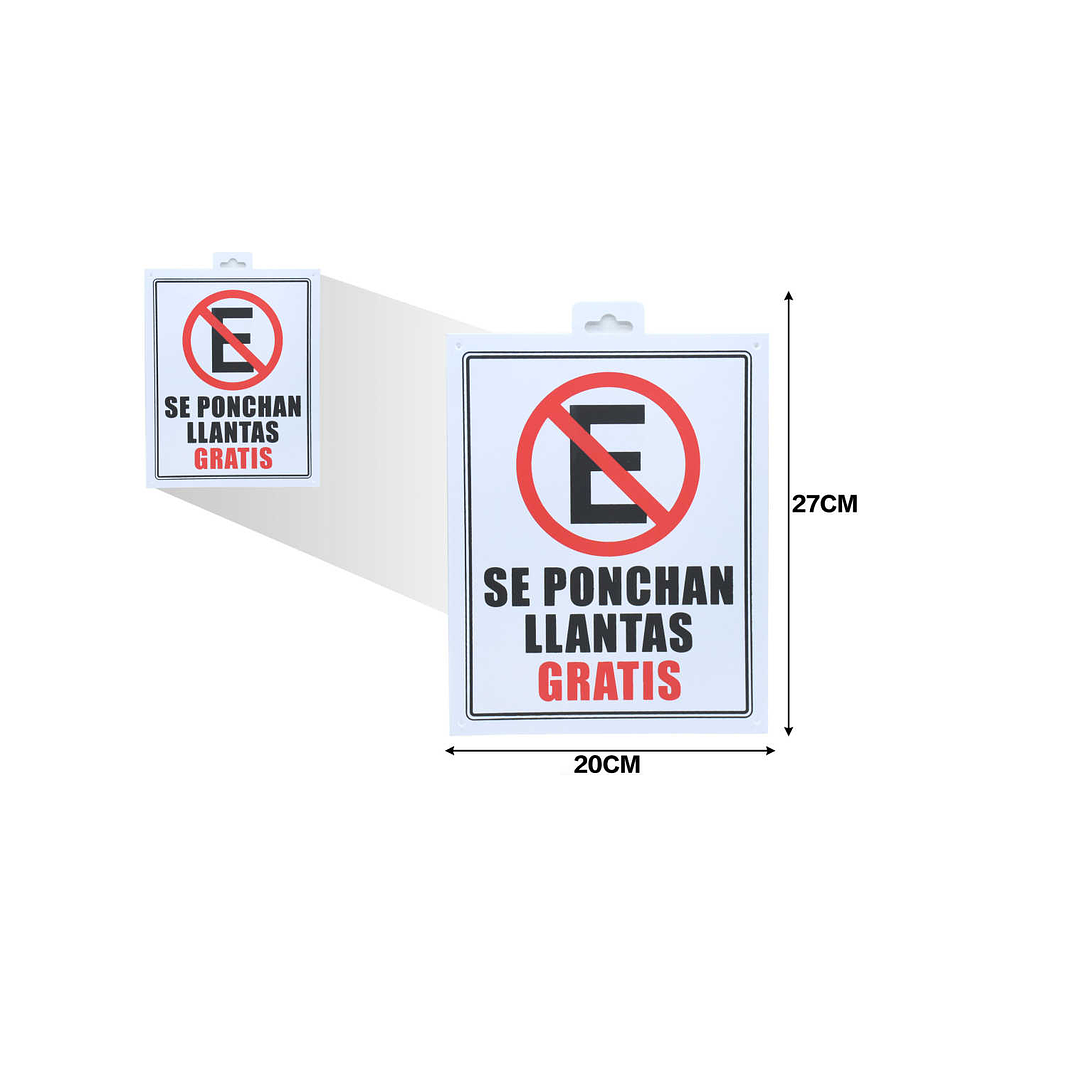 LETRERO DE PVC ADHESIVO SE PONCHAN LLANTAS 20X27CM 1