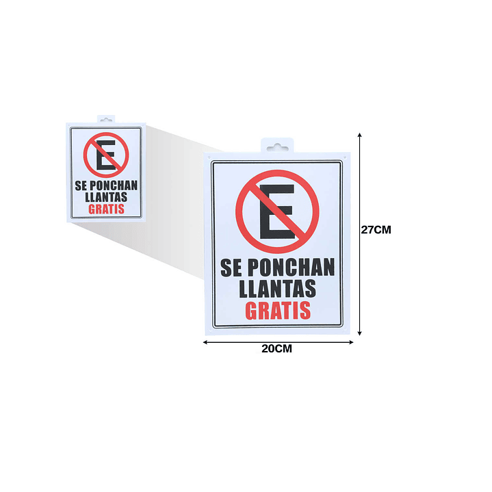 LETRERO DE PVC ADHESIVO SE PONCHAN LLANTAS 20X27CM 1