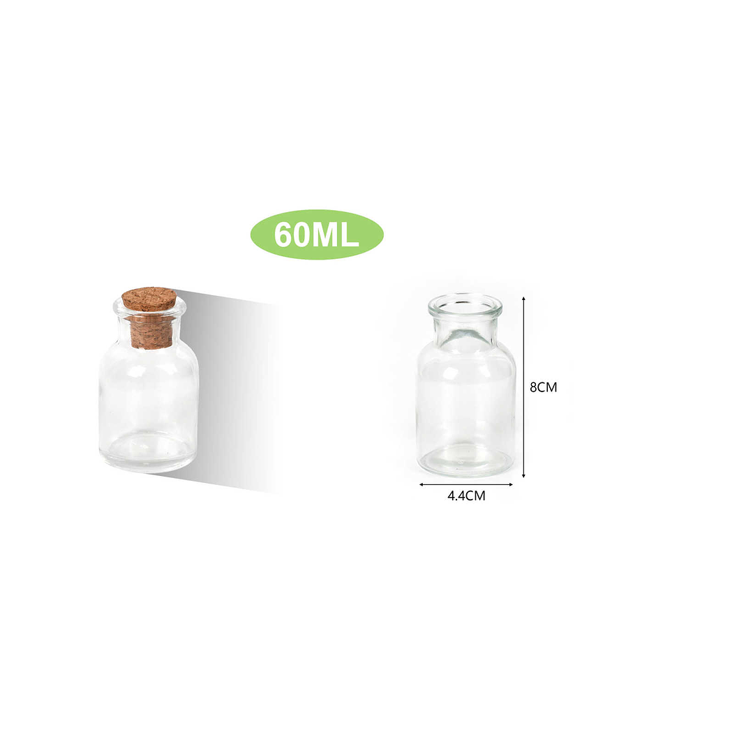 BOTELLA DE VIDRIO CON TAPA DE CORCHO 60ML 1