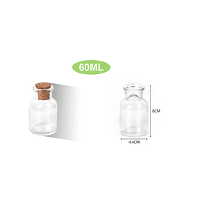 BOTELLA DE VIDRIO CON TAPA DE CORCHO 60ML