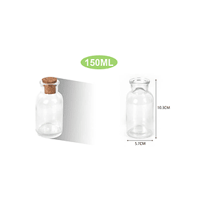 BOTELLA DE VIDRIO CON TAPA DE CORCHO 150ML