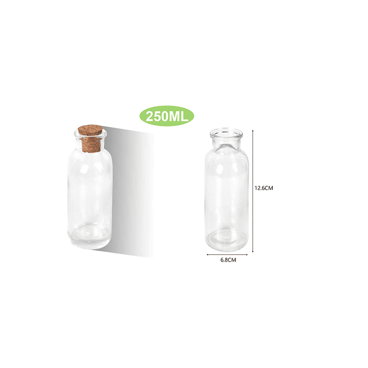 BOTELLA DE VIDRIO CON TAPA DE CORCHO 250ML 1