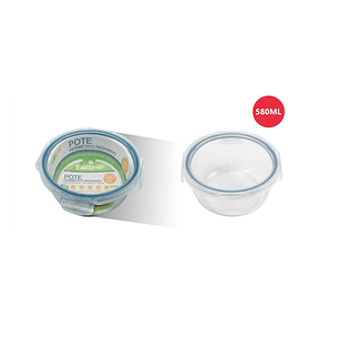 TUPPER HERMETICO DE VIDRIO REDONDO 580ML