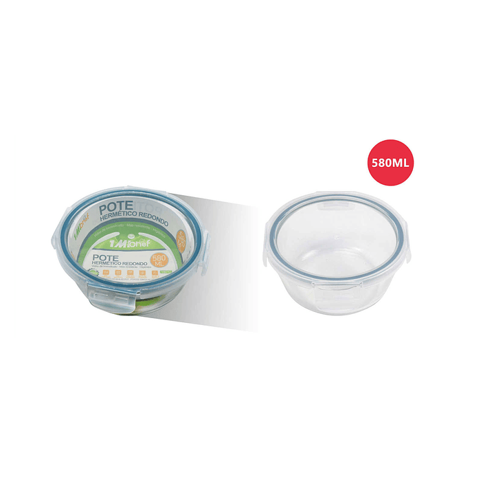 TUPPER HERMETICO DE VIDRIO REDONDO 580ML 1