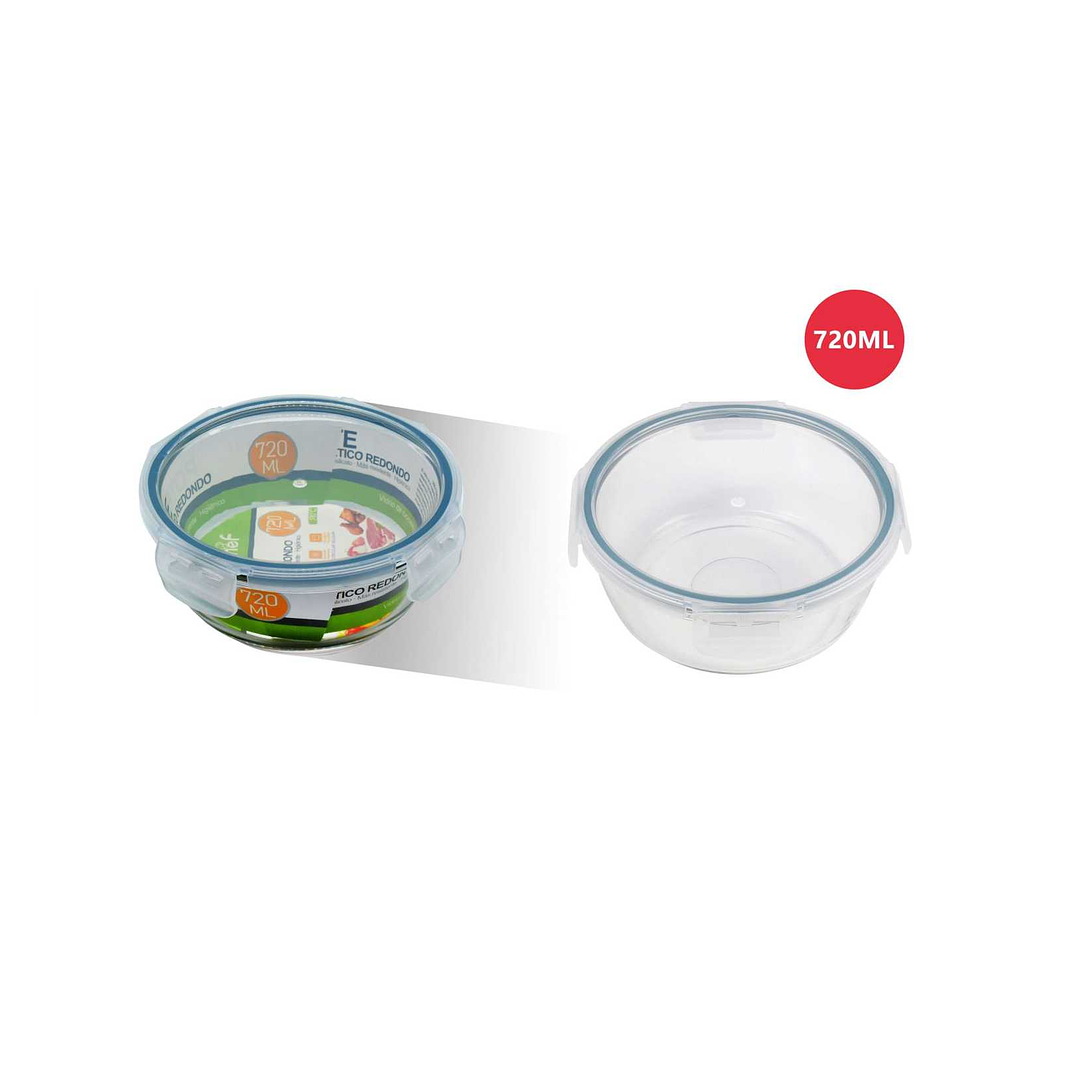 TUPPER HERMETICO DE VIDRIO REDONDO 720ML 1