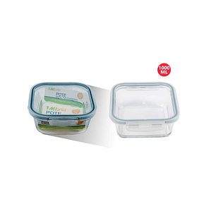 TUPPER HERMETICO DE VIDRIO CUADRADO 1000ML
