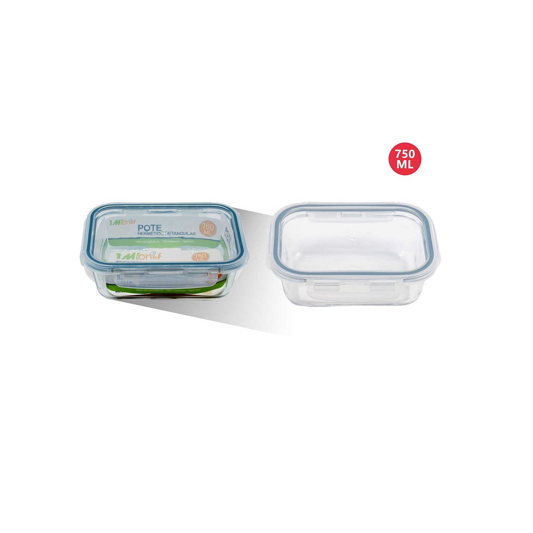TUPPER HERMETICO DE VIDRIO RETANGULAR 750ML 1