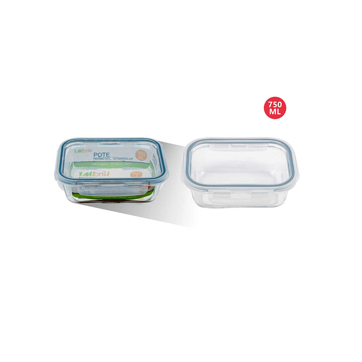TUPPER HERMETICO DE VIDRIO RETANGULAR 750ML 1