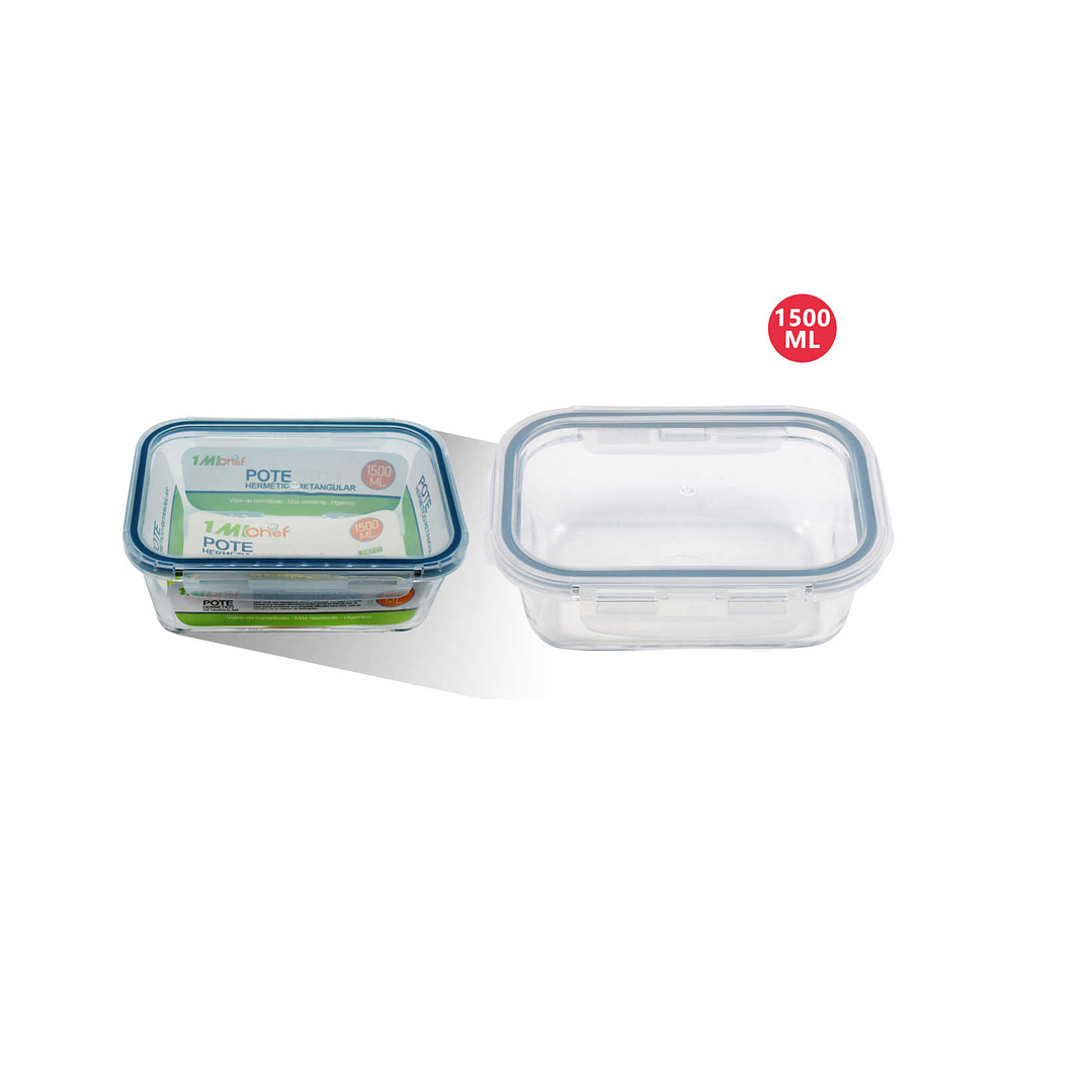 TUPPER HERMETICO DE VIDRIO RETANGULAR 1500ML 1