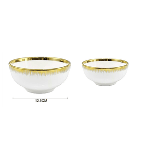 CUENCO DE CERÁMICA CON BORDE DORADO  