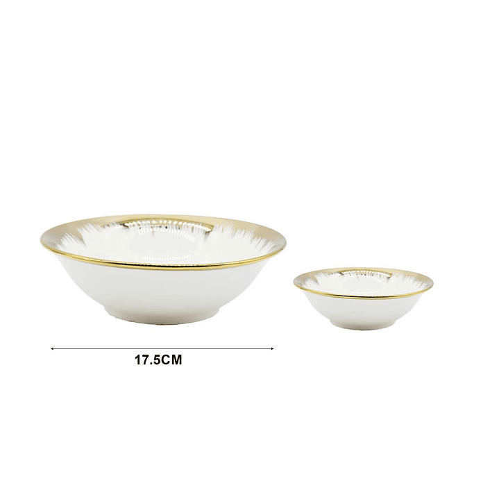 CUENCO DE CERÁMICA CON BORDE DORADO   2