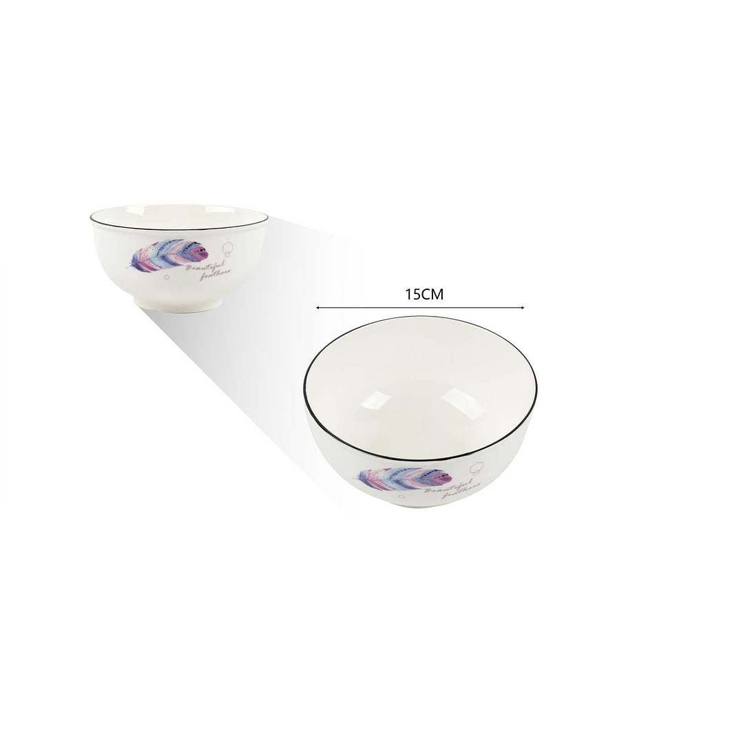 TAZÓN DE CERÁMICA DISEÑO PLUMAS  2