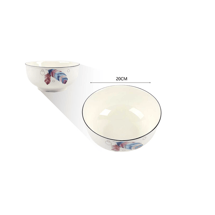 TAZÓN DE CERÁMICA DISEÑO PLUMAS  3