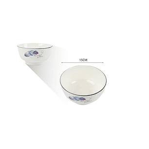 TAZÓN DE CERÁMICA DISEÑO PLUMAS 