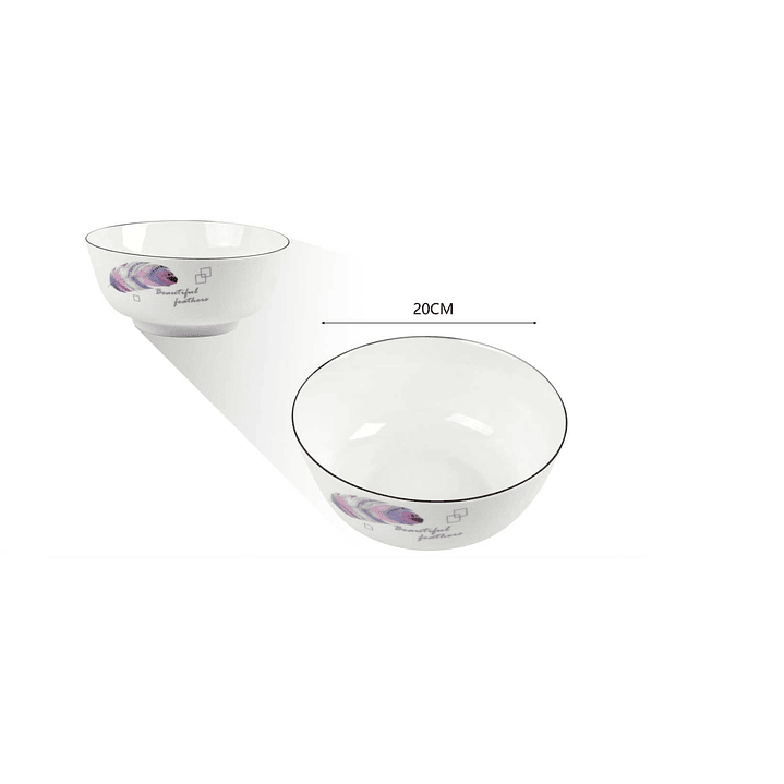 TAZÓN DE CERÁMICA DISEÑO PLUMAS  2