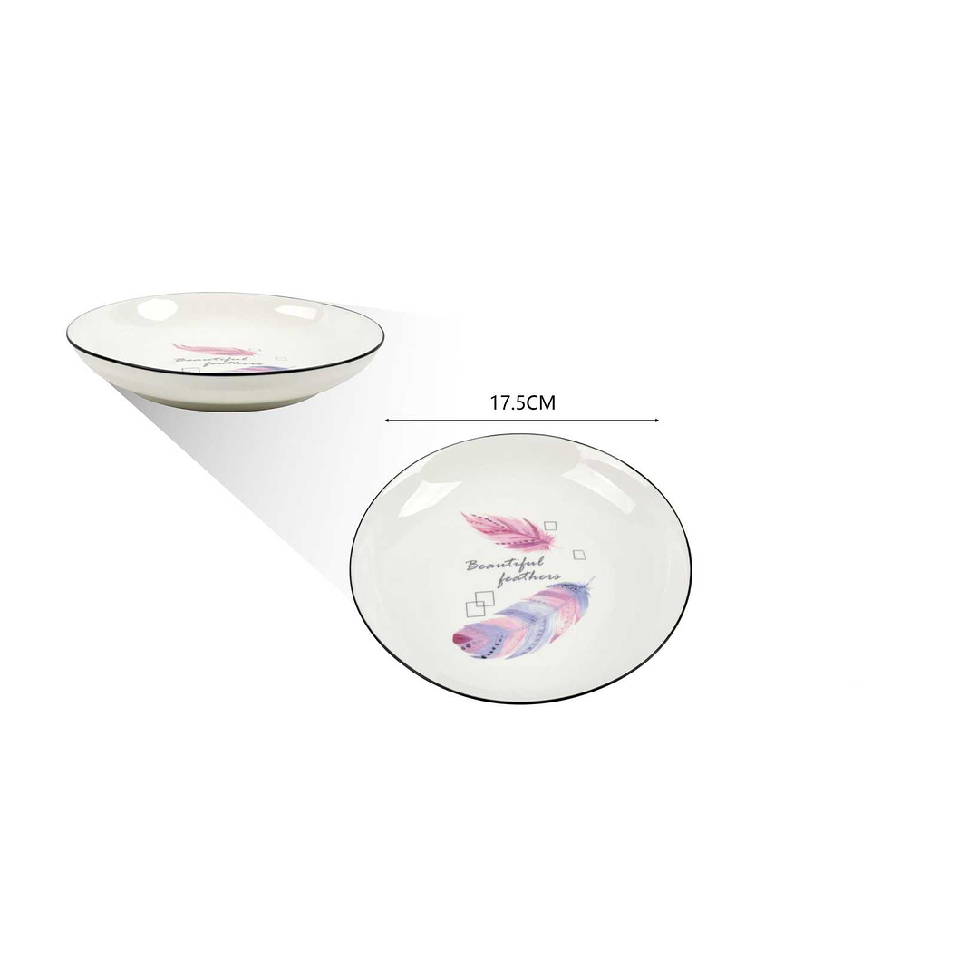 PLATO DE CERÁMICA HONDO DISEÑO PLUMAS  1