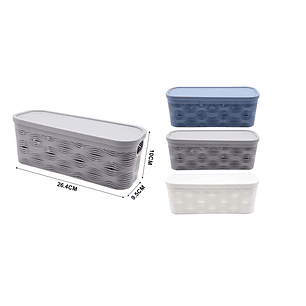  CANASTA ORGANIZADORA DE PLASTICO CON TAPA 26.4CM