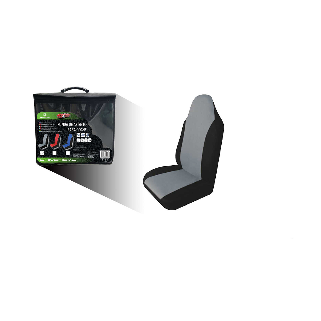 FUNDA (1) UNIVERSAL PARA ASIENTO DE COCHE NEGRO Y GRIS  1
