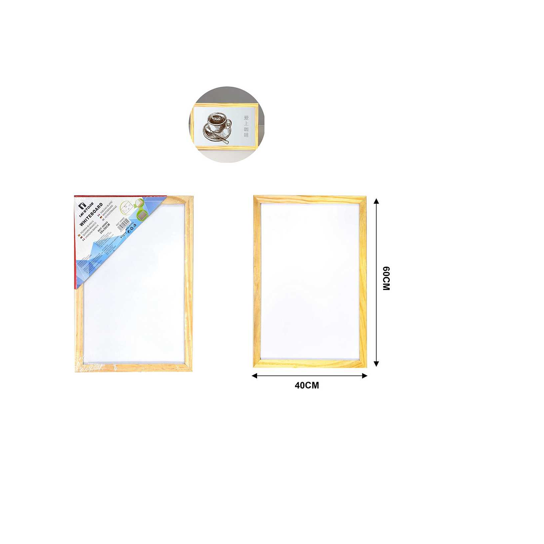 PIZARRA BLANCA CON MARCO DE MADERA PARA MARCADOR ACRILICO 4