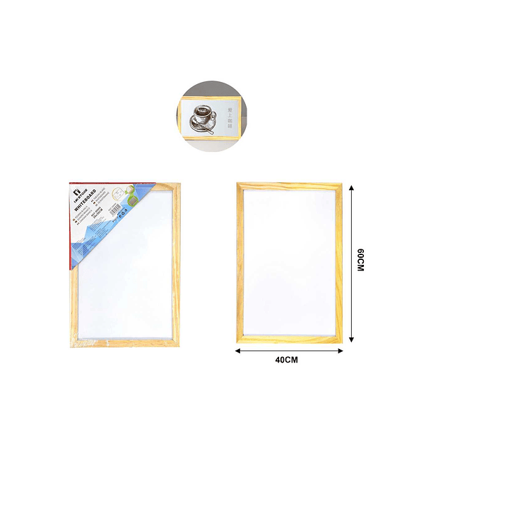 PIZARRA BLANCA CON MARCO DE MADERA PARA MARCADOR ACRILICO 4