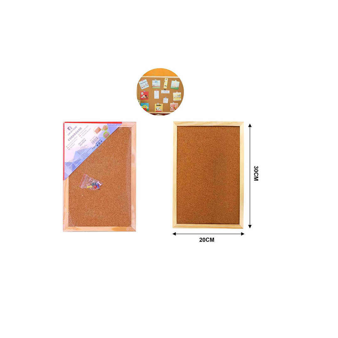 TABLERO DE CORCHO CON BORDE DE MADERA  1