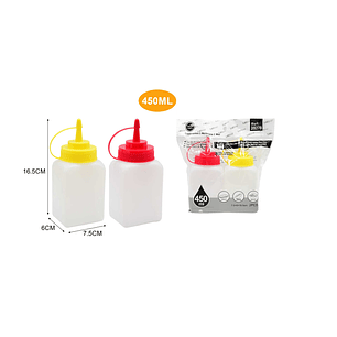 SET DE 2 BOTELLAS DE PLÁSTICO PARA SALSAS 450ml