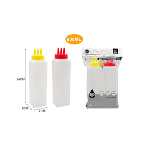 SET DE 2 BOTELLAS DE PLÁSTICO PARA SALSAS 800ml