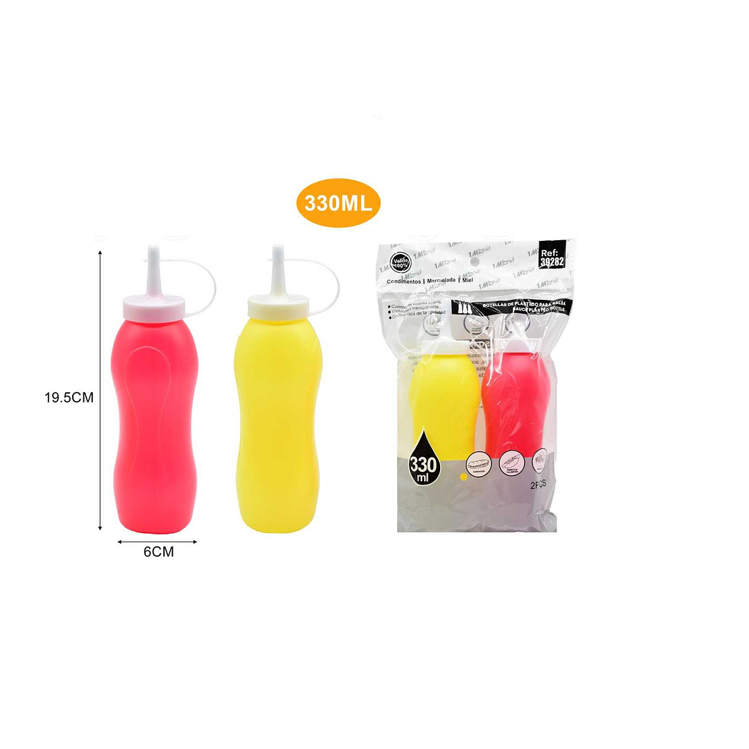 SET DE 2 BOTELLAS DE PLÁSTICO PARA SALSAS 330ml 1