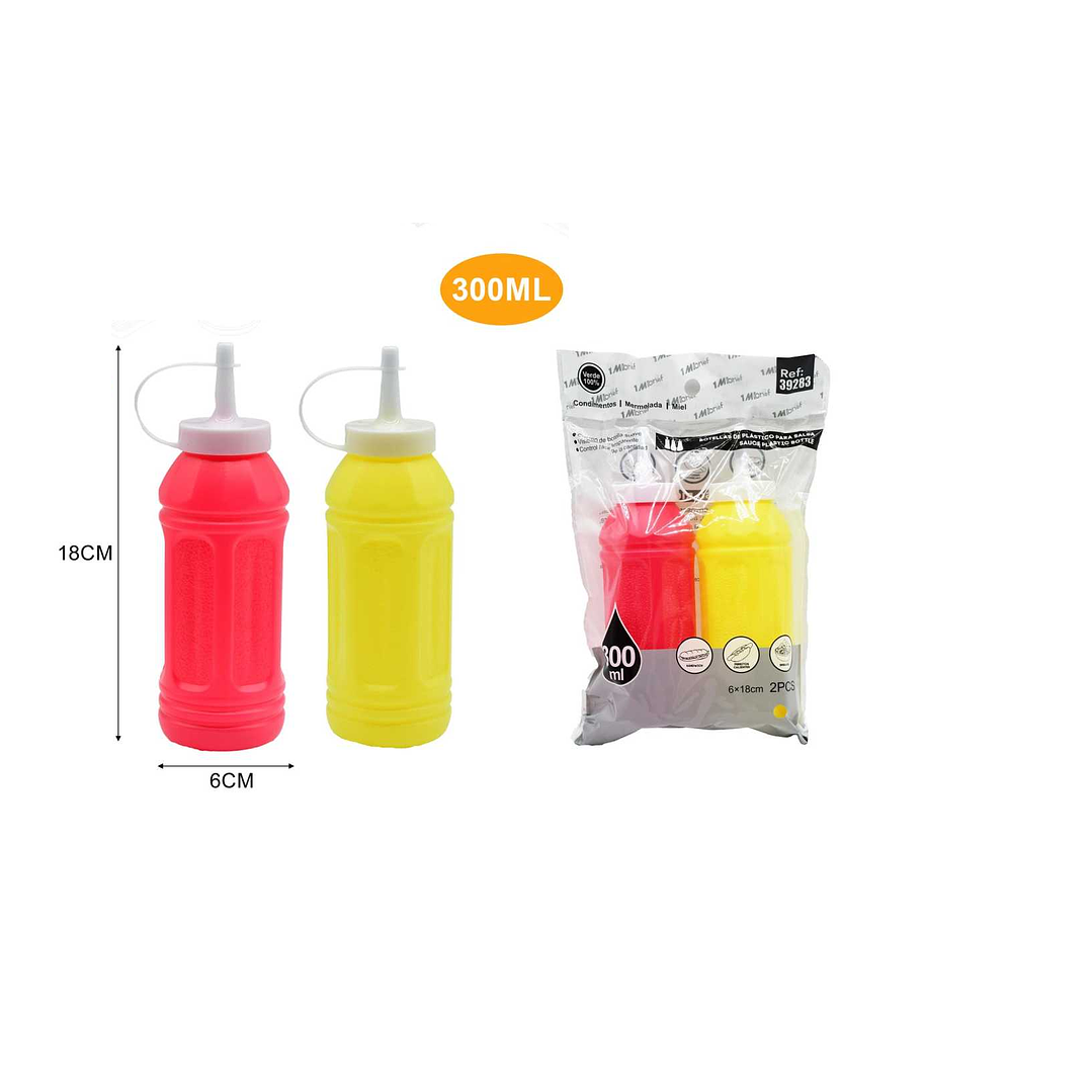 SET DE 2 BOTELLAS DE PLÁSTICO PARA SALSAS 300ml 1