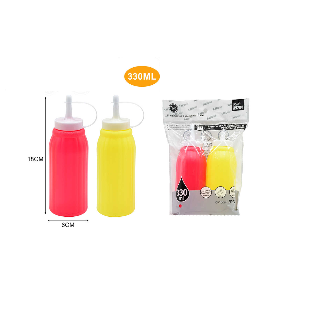 SET DE 2 BOTELLAS DE PLÁSTICO PARA SALSAS 330ml 1