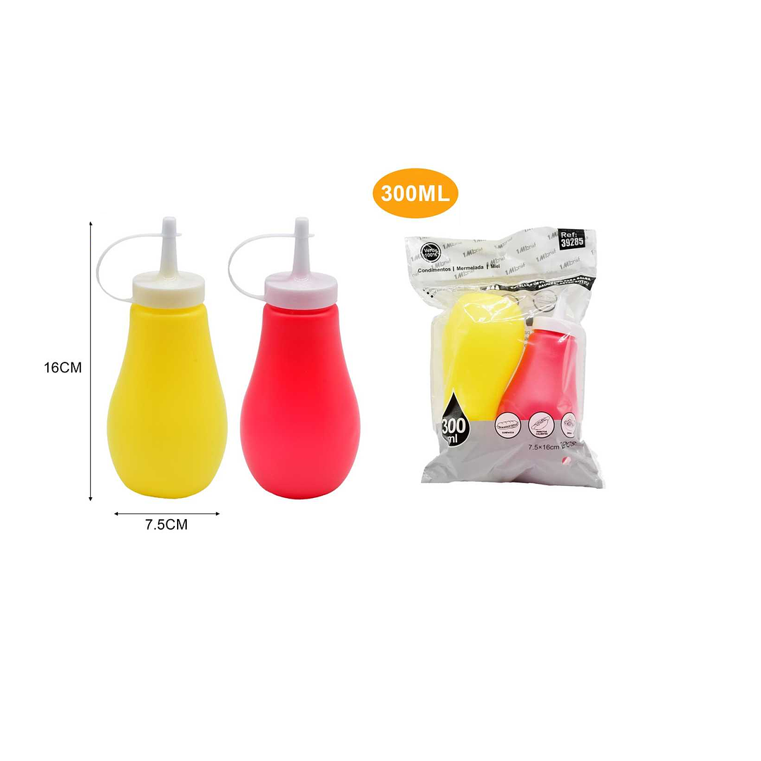 SET DE 2 BOTELLAS DE PLÁSTICO PARA SALSAS 300ml 1