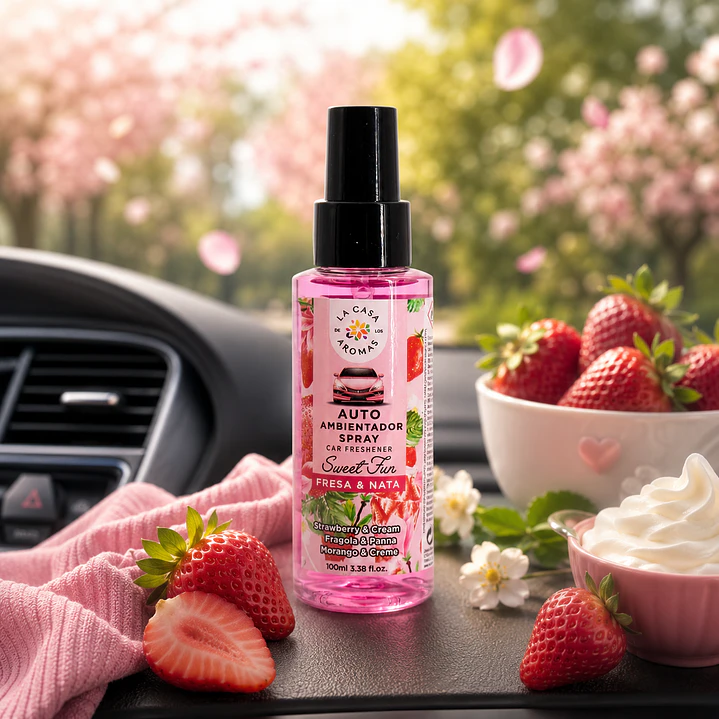 SPRAY AROMATIZANTE PARA AUTOS FRESA Y NATA 100ML 1