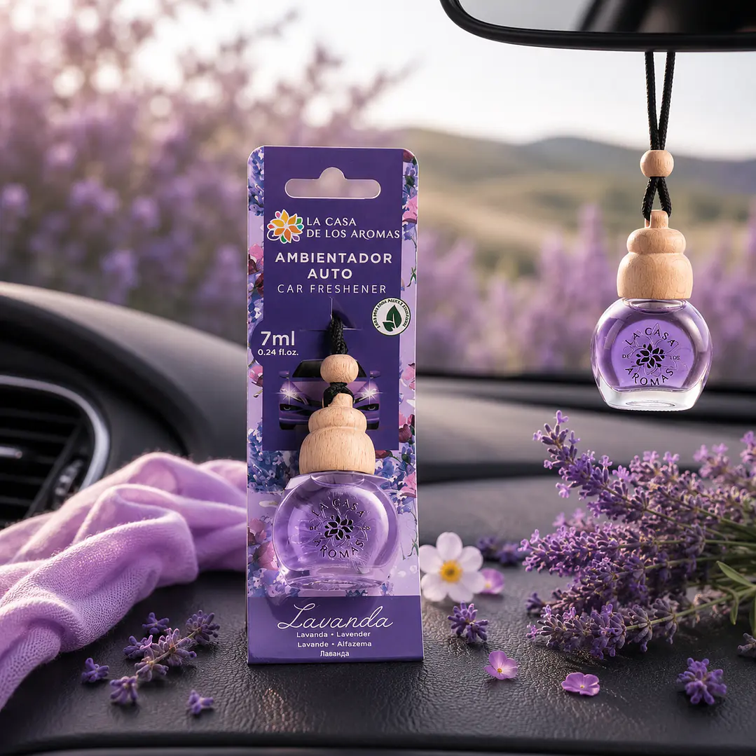 AMBIENTADOR COLGADO PARA AUTO LAVANDA 7ML LA CASA DE LOS AROMAS 1
