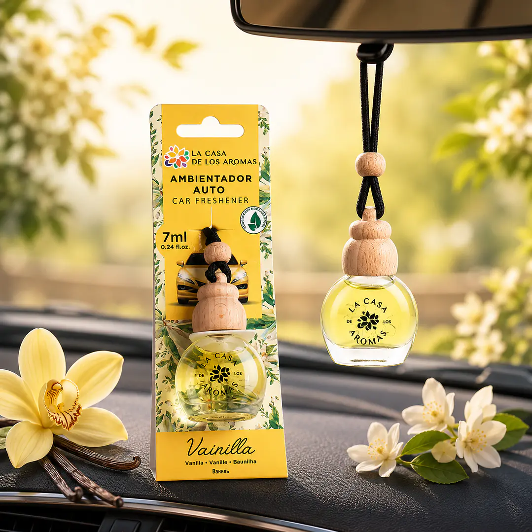 AMBIENTADOR COLGADO PARA AUTO VAINILLA 7ML LA CASA DE LOS AROMAS 1