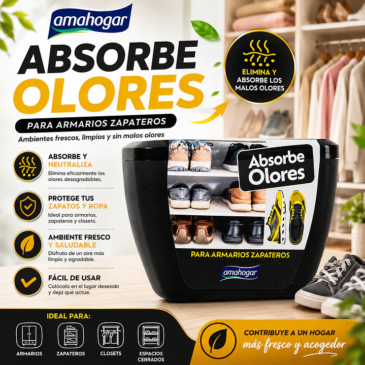  ABSORBE OLORES PARA ARMARIOS ZAPATEROS 150GR 1