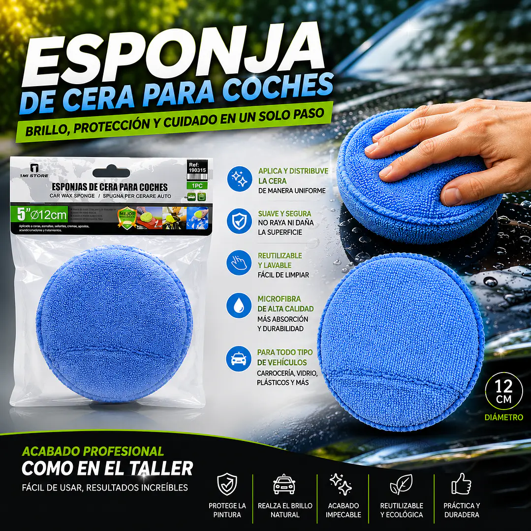 ESPONJA DE CERA PARA COCHES 12CM 1