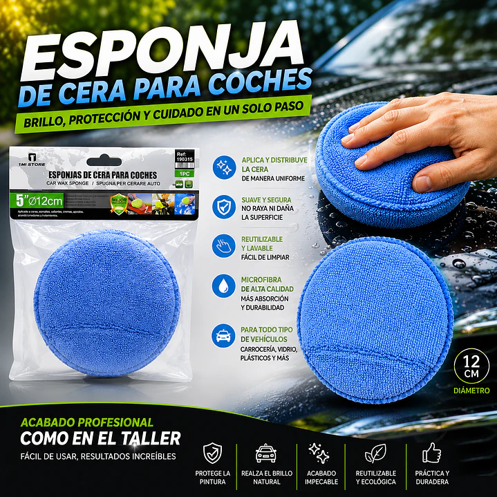 ESPONJA DE CERA PARA COCHES 12CM 1