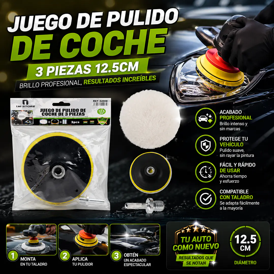 JUEGO DE PULIDO DE COCHE DE 3 PIEZAS 12,5 CM 1