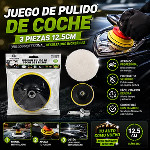 JUEGO DE PULIDO DE COCHE DE 3 PIEZAS 12,5 CM