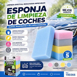 ESPONJA DE LIMPIEZA DE COCHES PACK 5 UNIDADES