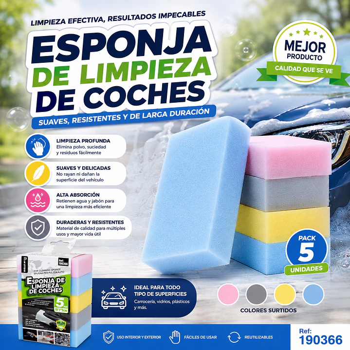 ESPONJA DE LIMPIEZA DE COCHES PACK 5 UNIDADES 1