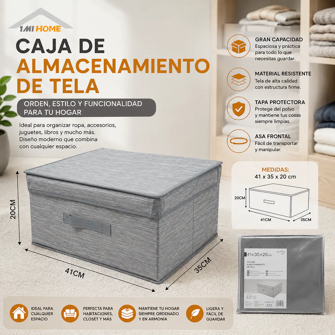 CAJA DE ALMACENAMIENTO DE TELA 41X35CM 1