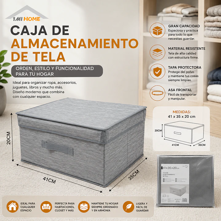 CAJA DE ALMACENAMIENTO DE TELA 41X35CM 1