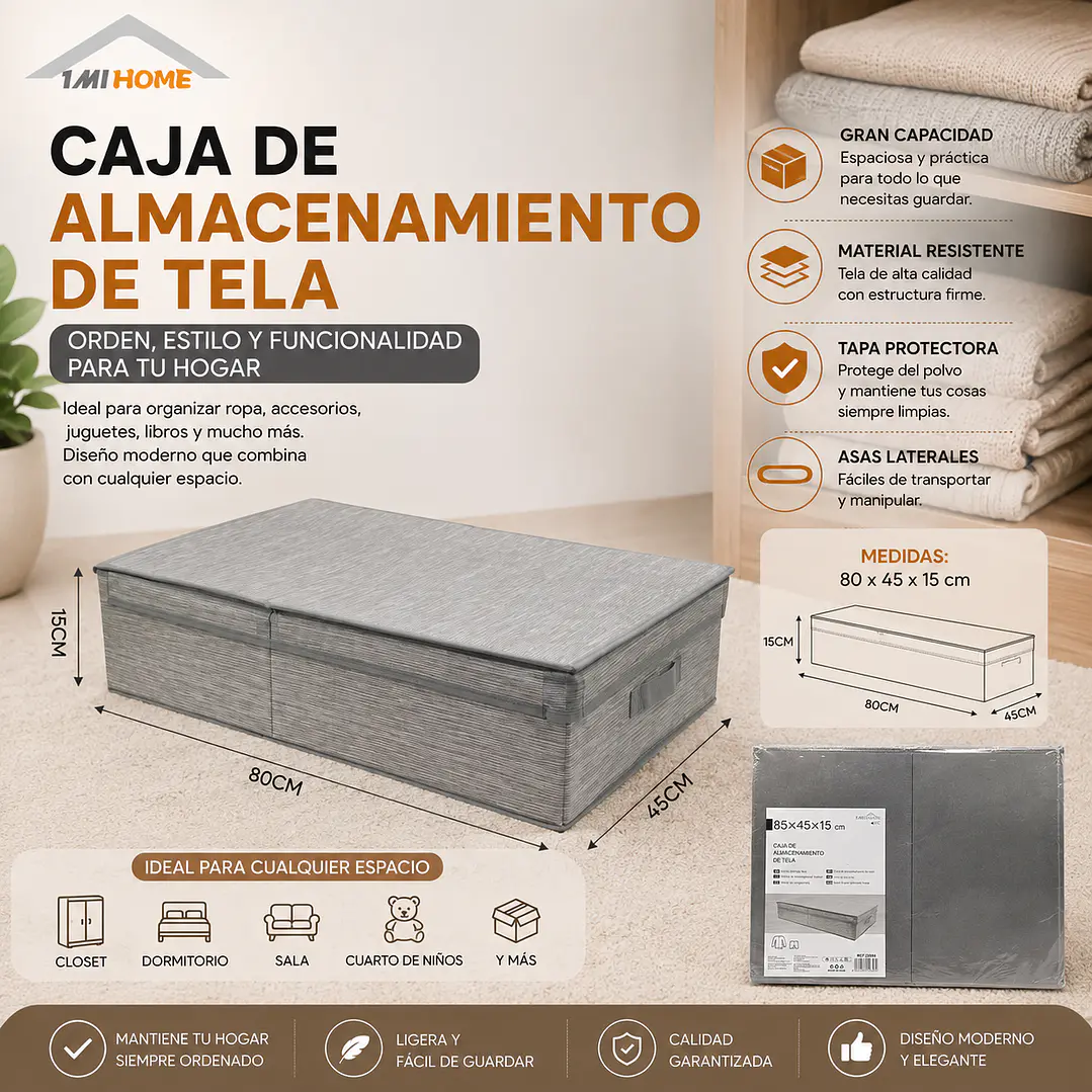 CAJA DE ALMACENAMIENTO DE TELA 80X45CM 1