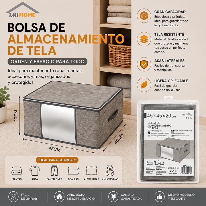 BOLSA DE ALMACENAMIENTO DE TELA 45CM 1