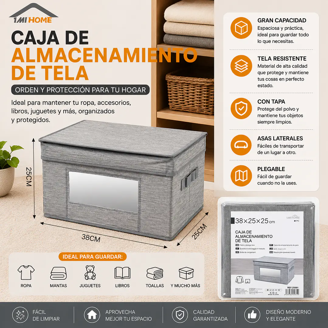 CAJA DE ALMACENAMIENTO DE TELA 38CM 1