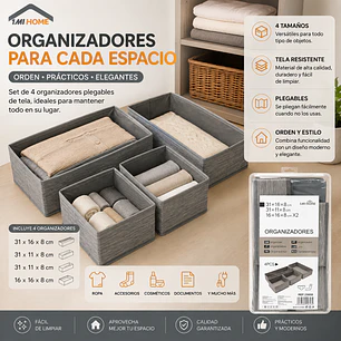 ORGANIZADOR DE TELA CAJAS 4PCS